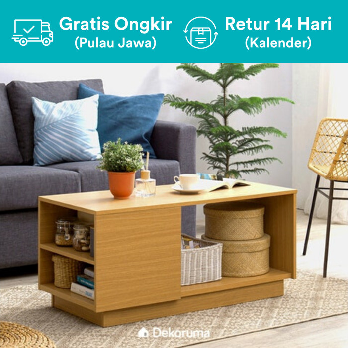 Promo Moku Coffee Table Meja Tamu Minimalis dengan Rak 