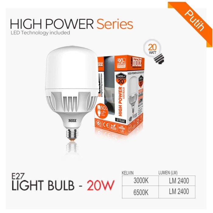 Jual HOLZ Lampu  LED  High Power Light Bulb 20 Watt Putih 