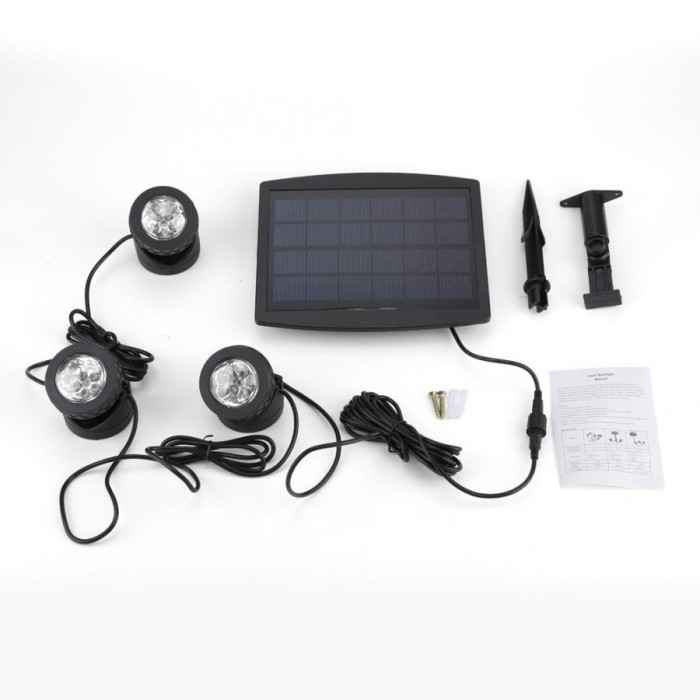 Jual 18led Solar Powered Triple Head Outdoor Garden Landscape Spot 18led Solar Powered Triple Head Outdoor
