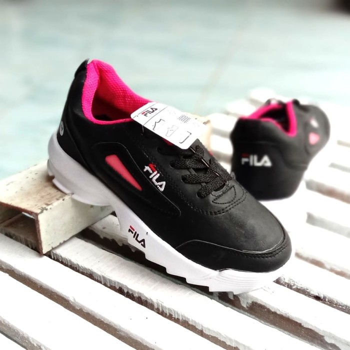 black and pink fila shoes