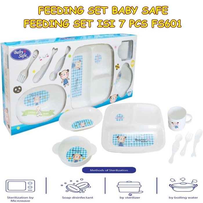 Jual MAK196 PERALATAN MAKAN BABY SAFE FEEDING SET ISI 7