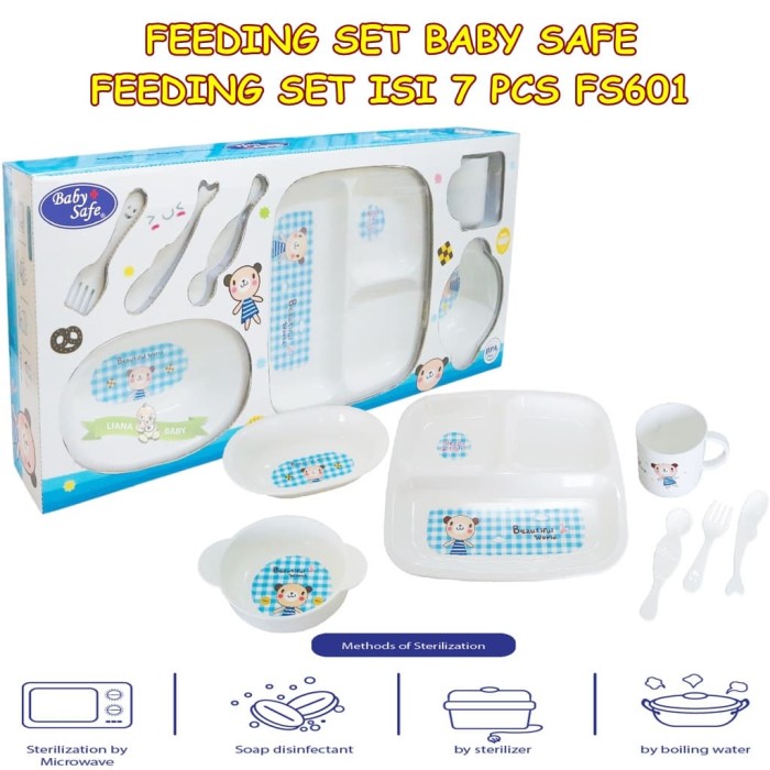 Jual MAK196 PERALATAN MAKAN BABY SAFE FEEDING SET ISI 7