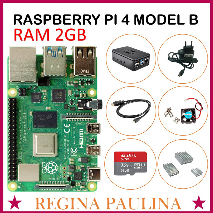 Jual Raspberry Pi 4 Model B RAM 2GB ( MICROSD 16GB 32GB 64GB