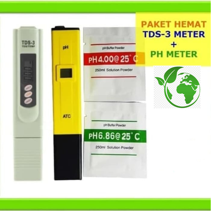 Jual Ph meter dan TDS 3 meter paket untuk hidroponik, aquarium, air