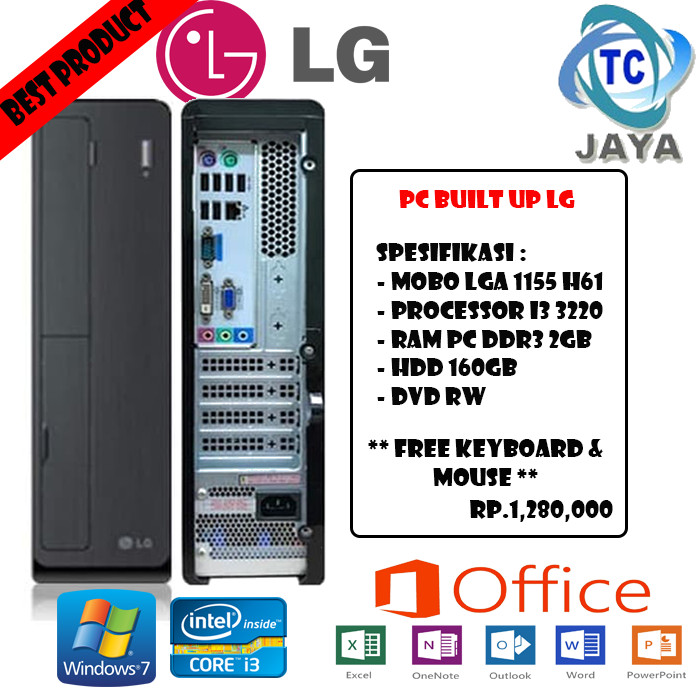 Jual PC KOMPUTER DESKTOP SLIM BUILT UP MERK LG - CORE I3 