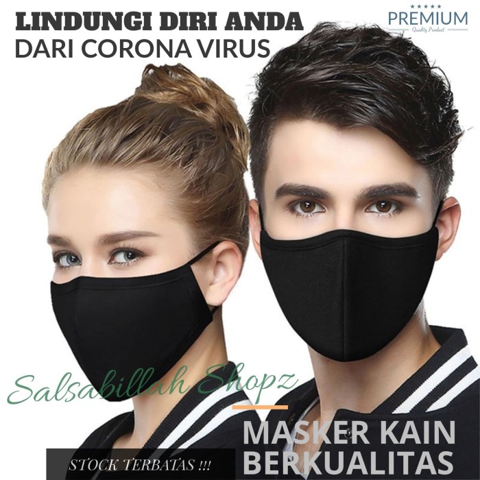 Jual Masker Kain Katun Hitam / Black KPOP, Import Korea