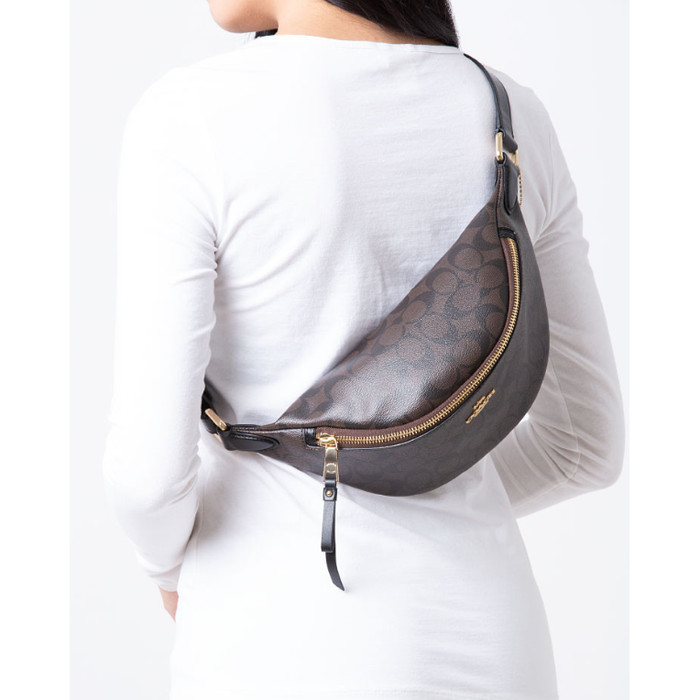 Jual Coach Signature Belt Waist Bag Brown Black ORIGINAL 100