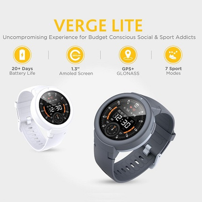 amazfit xiaomi huami verge lite smartwatch