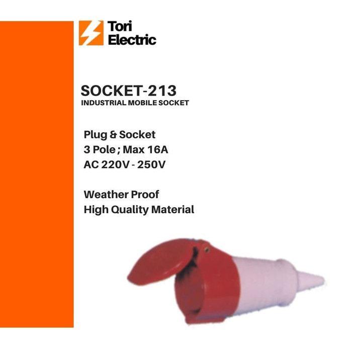 Jual Industrial Mobile Socket 213 3P 16A 3 Pin 16A Plug-Socket - Kota ...