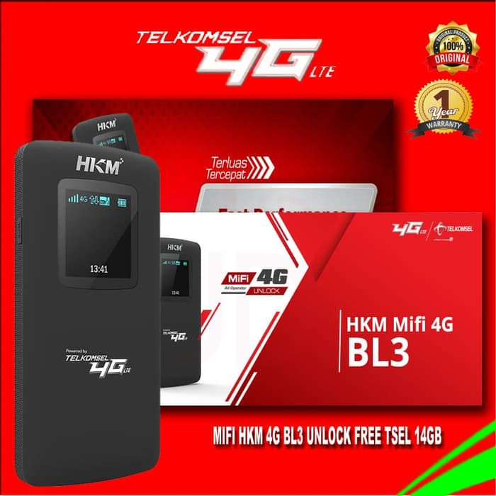 Jual modem wifi/MIFI HKM    4G BL3 UNLOCK+TelkomSEL 14GB RESM ORI BARU