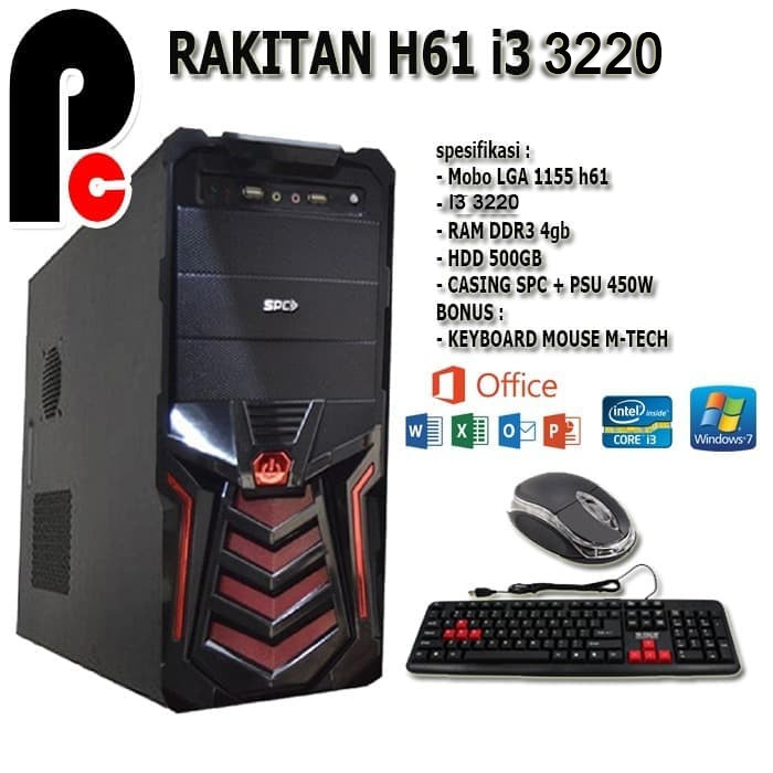 Jual PC RAKITAN WARNET GAMING OFFICE I3 BONUS KEYBOARD 