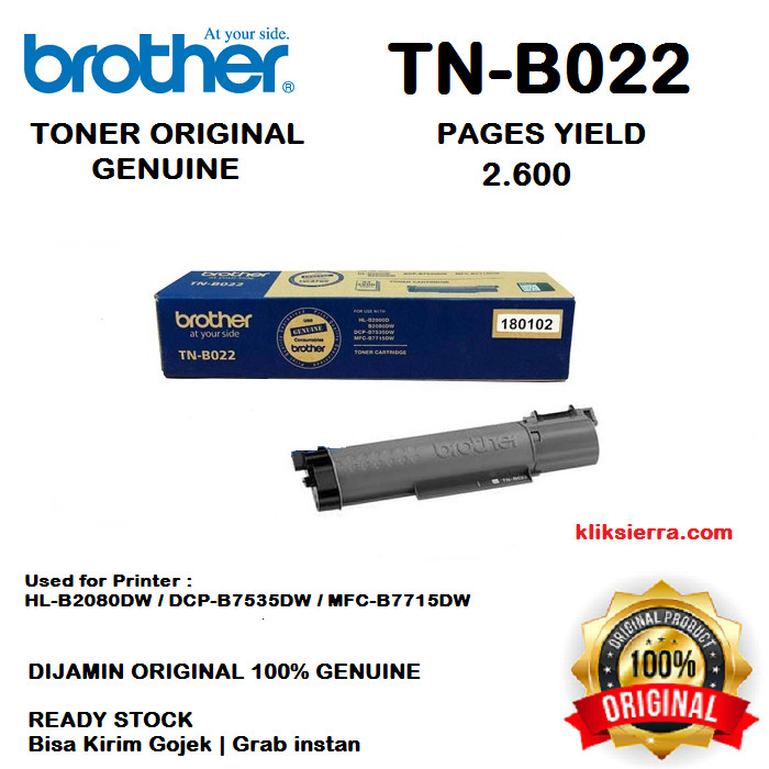 Jual BROTHER TN-B022 Toner Original For B2080DW / B7535DW