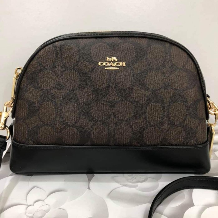 Jual Coach Dome Crossbody Signature Black Brown Original Jakarta