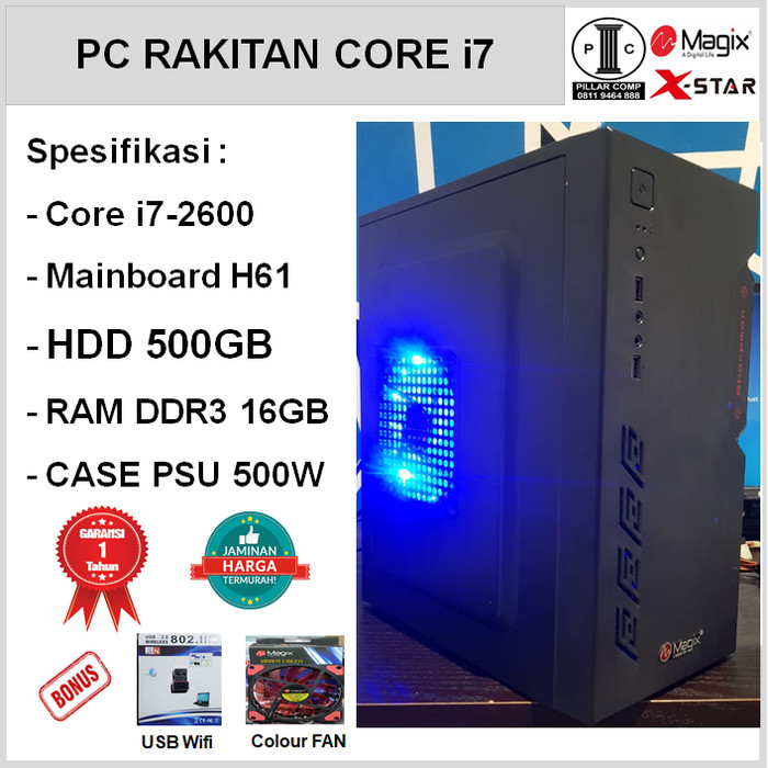 Jual Komputer PC Rakitan Core i7-2600 HD 500GB H61 DDR3 