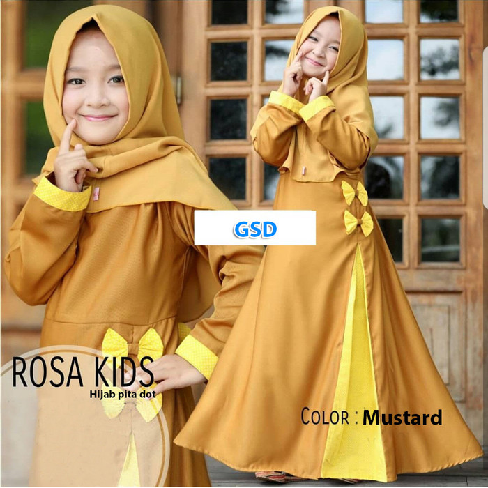 Jual Gamis anak baju muslim anak perempuan hijab rose 