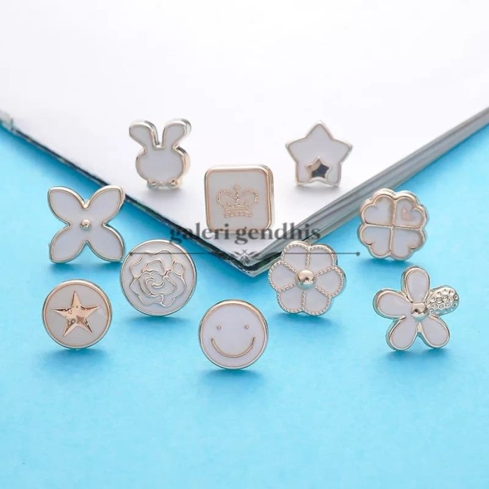 Foto Produk Bros Pin Kancing Hijab Cardigan Jaket Baju Set 10 Pcs - Pin Enamel dari Gendhis_23