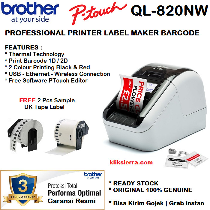 Jual BROTHER QL820NWB PTouch Printer Label Barcode QL820NWB QL820NW
