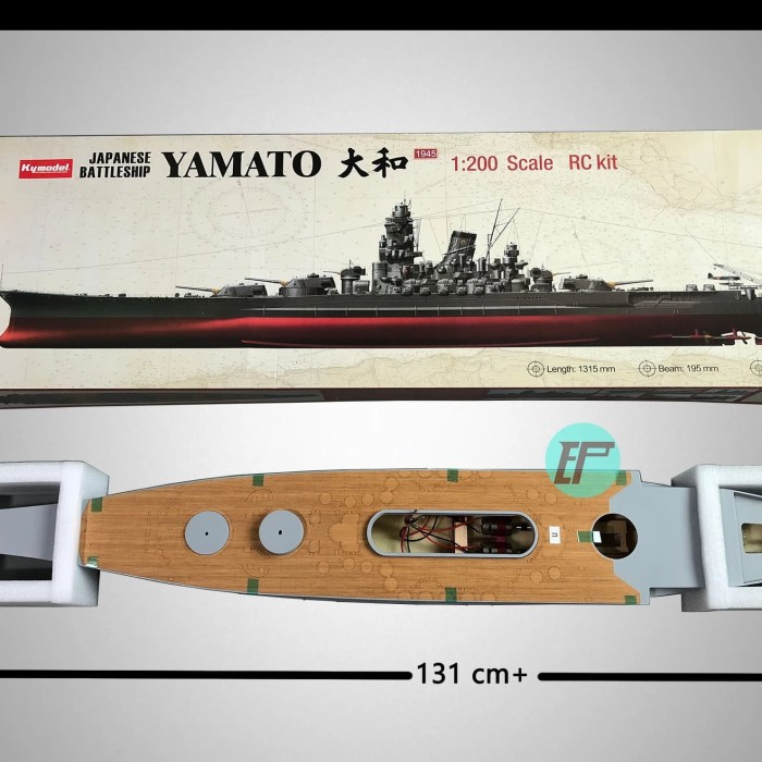 Jual battleship yamato 1/200 rc kit with pe and woode deck Kota