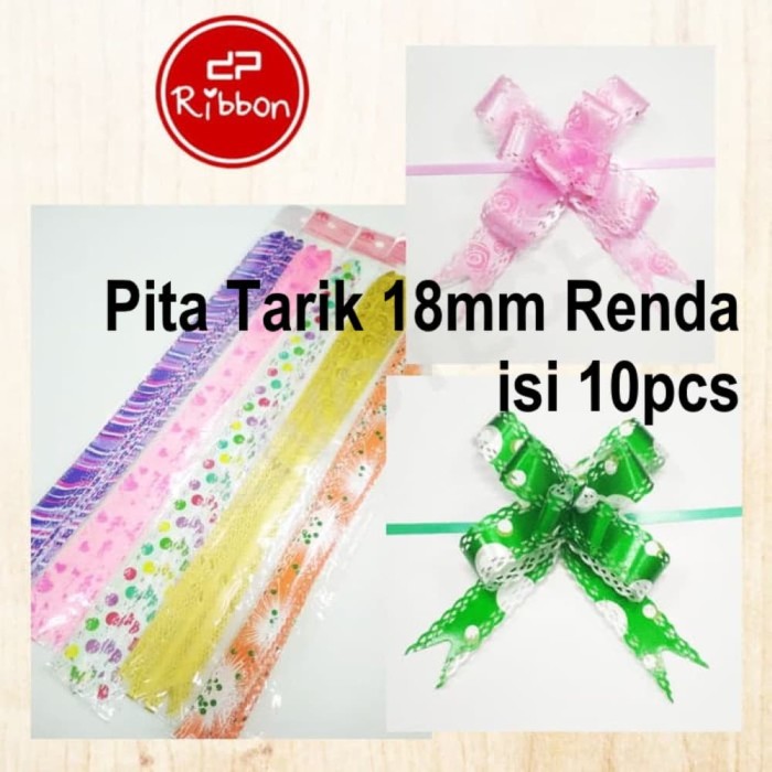 Jual GROSIR Pita  Tarik  Renda 18mm Serut Besar Hiasan  