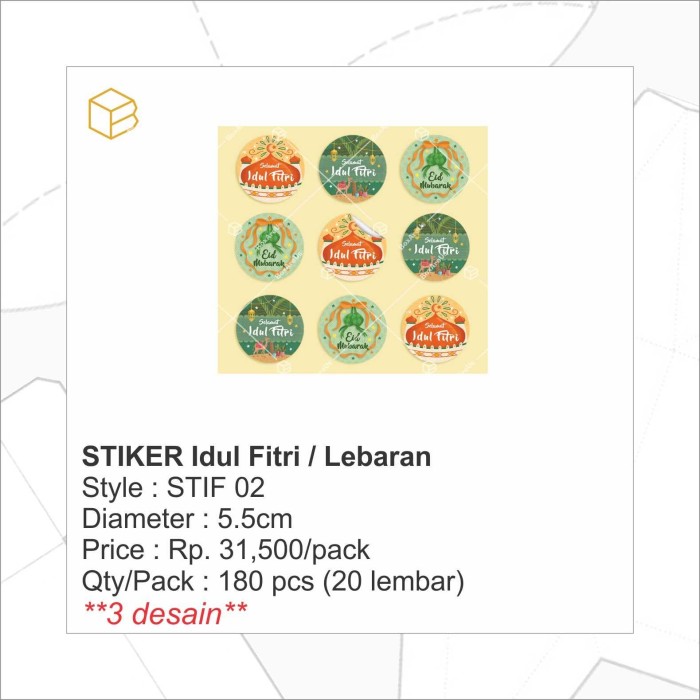 Jual STIF02 Sticker Lebaran Stiker  Idul Fitri Hiasan 