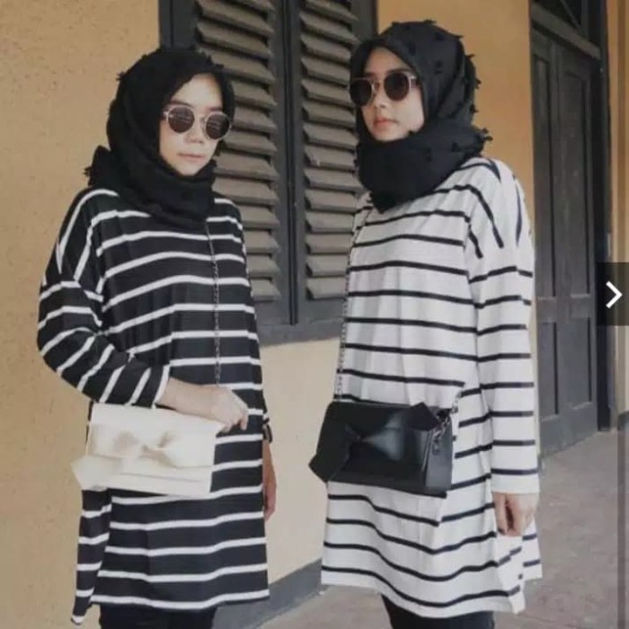 Jual Baju Kaos  Atasan Tunik  Salur Wanita Lengan  Panjang 