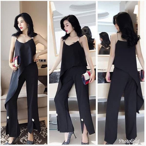 warehouse chiffon sleeve jumpsuit