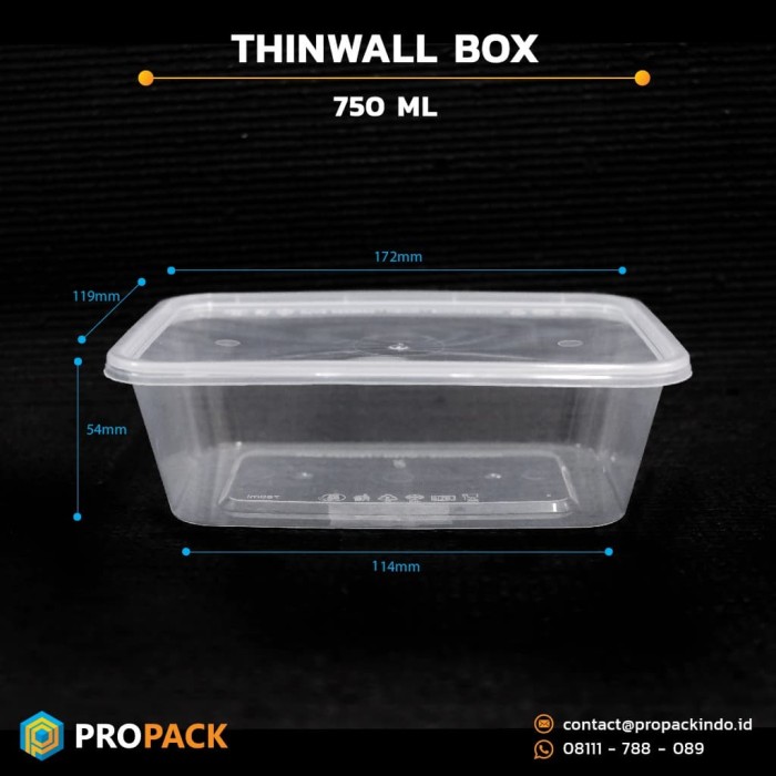 Jual Thinwall Box 750ml + TUTUP isi 25 pcs / Kotak Plastik