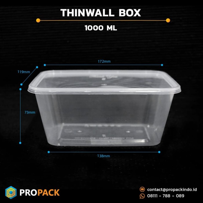 Jual Thinwall Box 1000ml + TUTUP isi 25 / Kotak Plastik ...