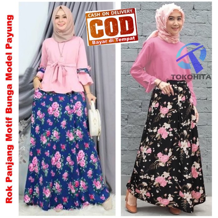 Jual Rok  Panjang  Dewasa Model  Payung Klok Motif  Bunga Jakarta Timur Tokohita Tokopedia