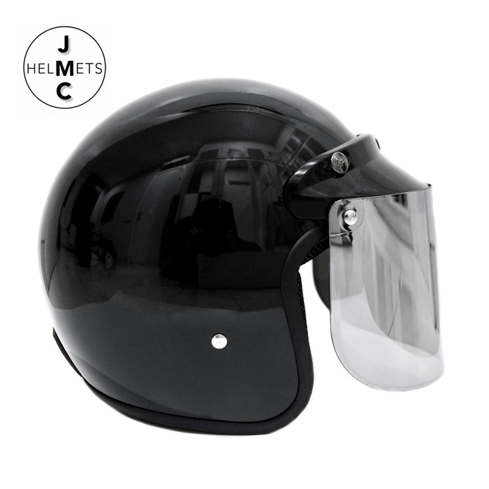 Foto Produk Helm Bogo Retro Kaca Datar Polos Hitam SNI - Hitam dari JMC Helmet
