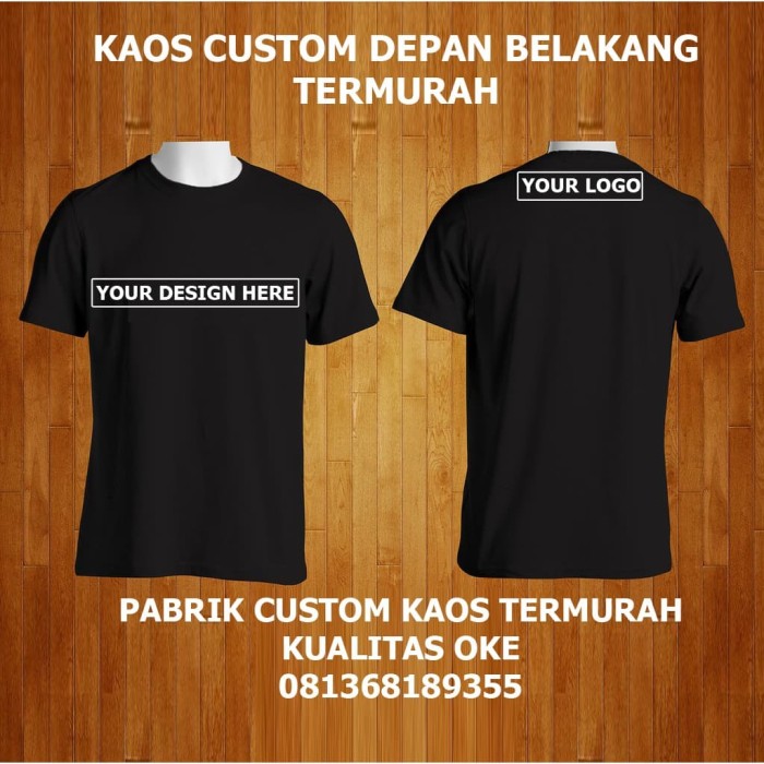 Jual CUSTOM KAOS  DEPAN  BELAKANG  Hitam S Jakarta Pusat 