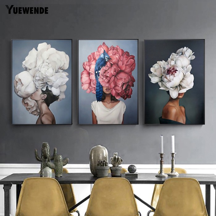 Jual Can Buy Yuew Flower Lady Canvas Wall Art Picture No Frame Poster Jakarta Utara Miracle122 Tokopedia