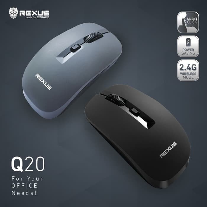 Jual Rexus Q20 Mouse Wireless Office Silent Click - Hitam - Jakarta