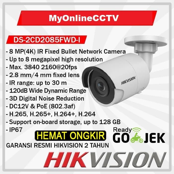 Jual Hikvision DS-2CD2085FWD-I IP Camera Indoor 8MP 4K