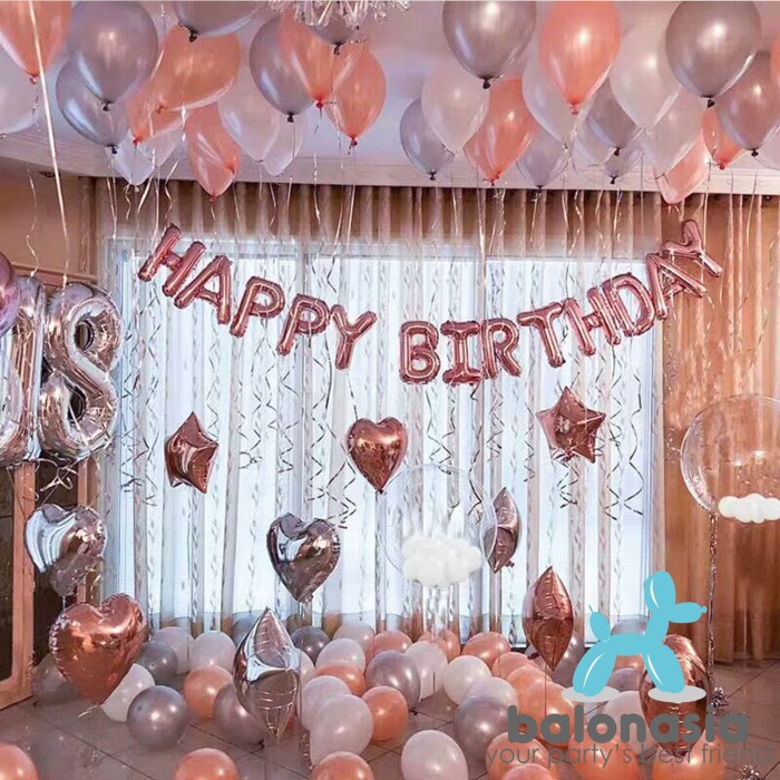  Jual  Balon  Foil Set Dekorasi  Ulang Tahun Rosegold 