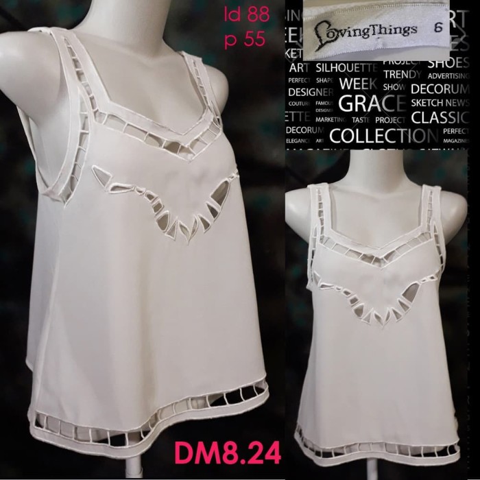 Jual tank top putih cantik bordir dm8.24 murah meriah