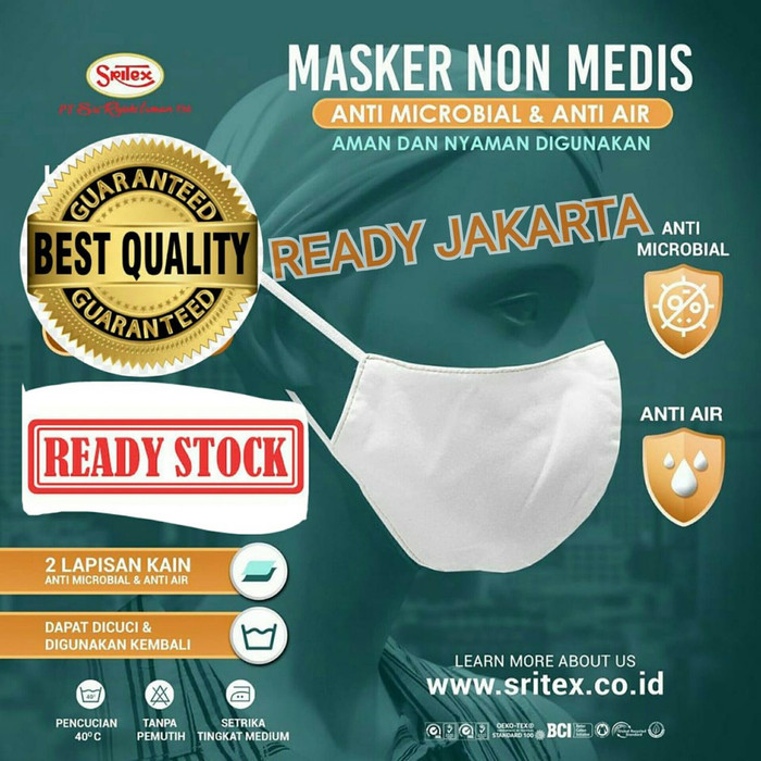 Promo MASKER  SRITEX  KAIN DUA LAPIS ANTI AIR BAKTERI 