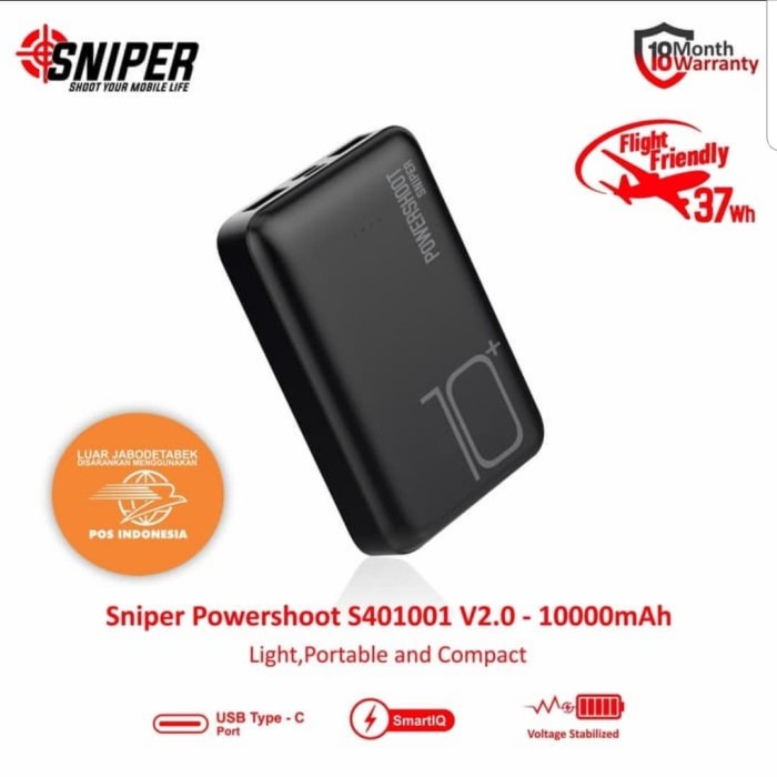 Foto Produk sniper powershot S401001 - 10050 mah powerbank quick charging dari velda10