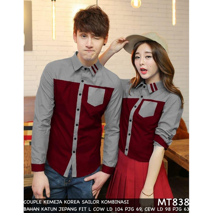 Jual KEMEJA COUPLE KEMEJA PASANGAN  BAJU COUPLE KOREA HEM 