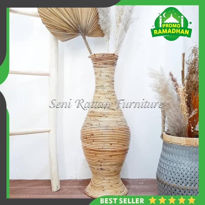 Jual Vas  Bunga  Guci  Rotan Alami Tinggi 70cm Jakarta 