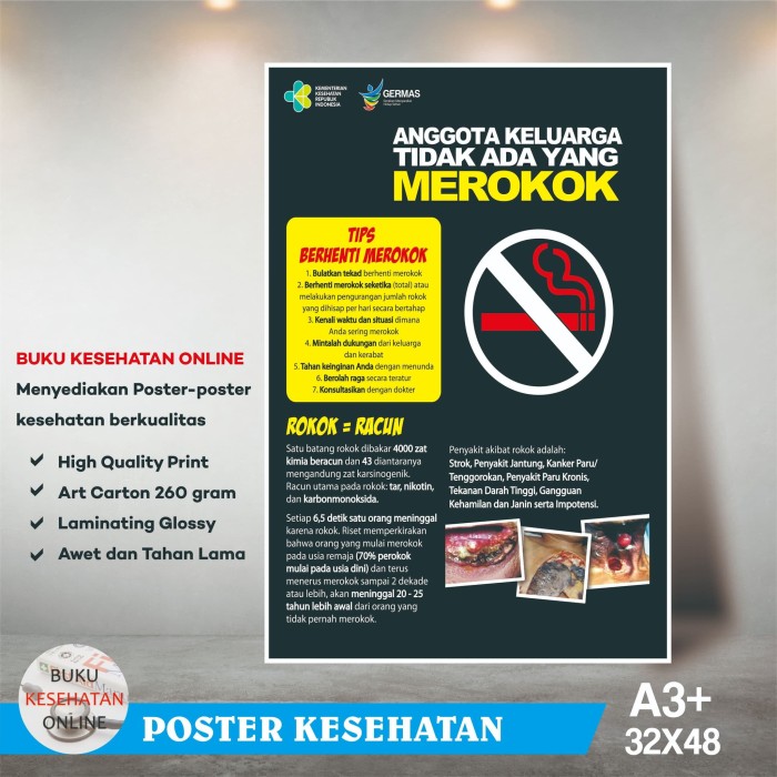 Jual Poster Kesehatan Anggota Keluarga Tidak Ada Yang Merokok Glossy Kota Bogor Buku Kesehatan Online Tokopedia