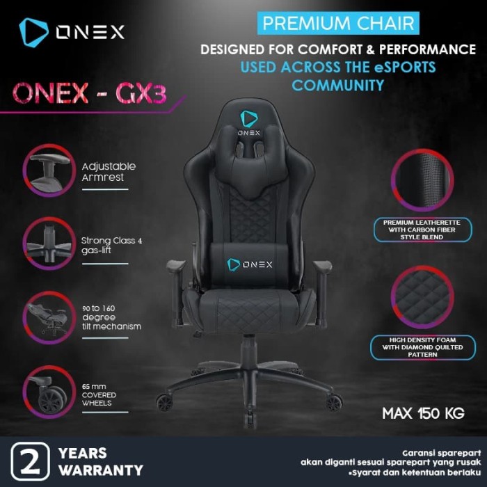 Jual ONEX  GX3 Premium Quality Gaming  Chair Kursi  Gaming  