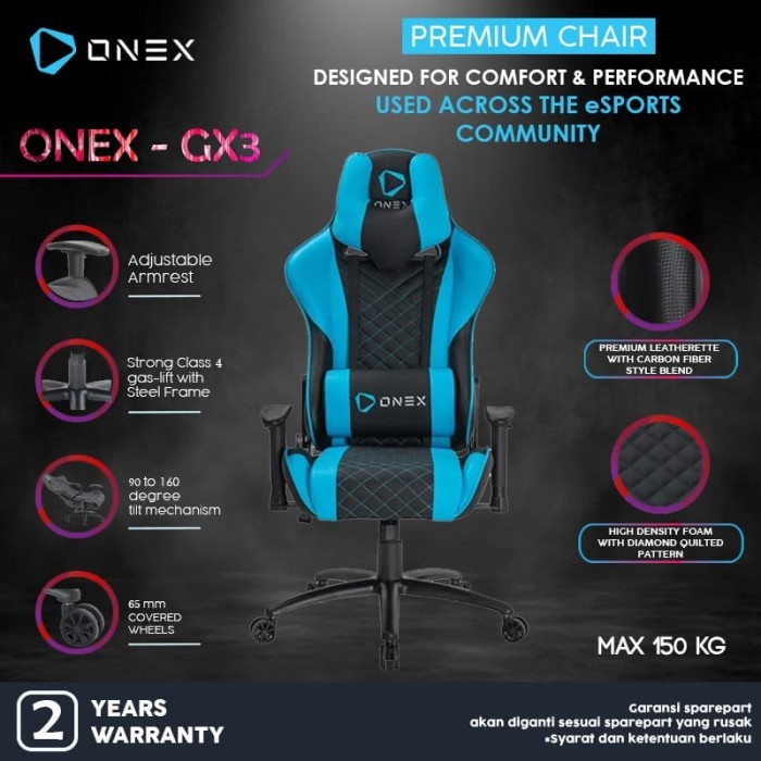 Promo ONEX GX3 Premium Quality Gaming  Chair Kursi  Gaming  