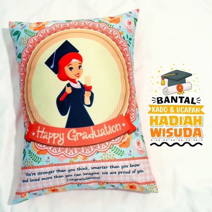 Jual Bantal Kado Hadiah Wisuda Wanita Hijab Cantik 