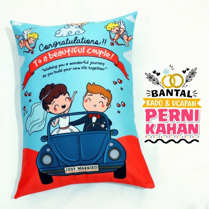 Jual Bantal Kado Hadiah Pernikahan Tema Cupid 30x40cm 