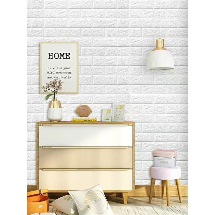 Jual 3D Wallpaper Sticker White Bata Putih 77x70cm Jakarta Utara 7