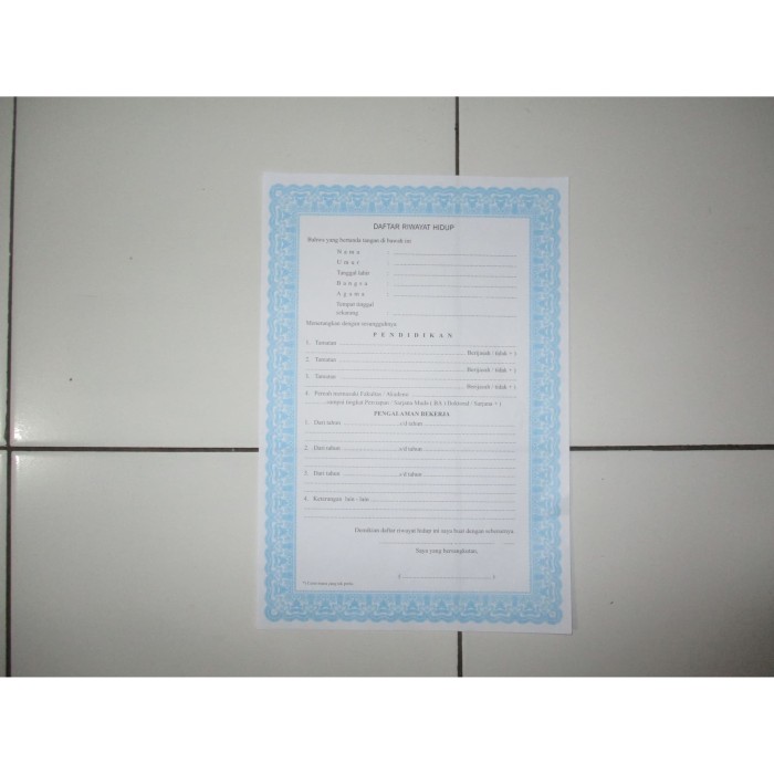 Cara Mengisi Daftar Riwayat Hidup Beli Di Fotocopy