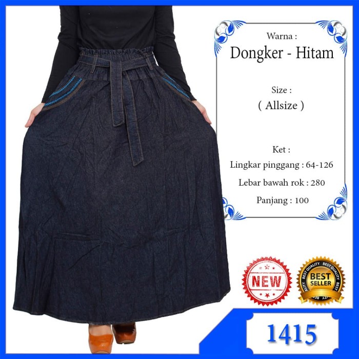 Jual Rok panjang jeans jumbo model payung yang lebar harga Jual Rok panjang jeans jumbo model payung yang lebar harga