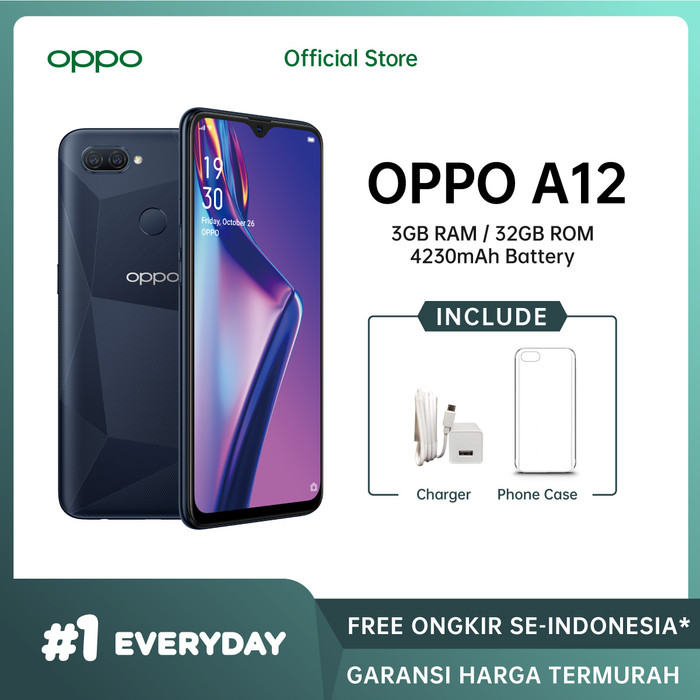 Jual OPPO A12 Smartphone 3GB/32GB (Garansi Resmi) - Hitam