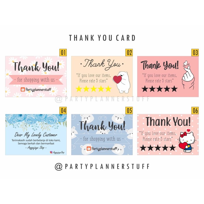 Jual Kartu Ucapan Terima Kasih Olshop Thank You Card Online Shop Custom Yogyakarta Party Planner Stuff Tokopedia